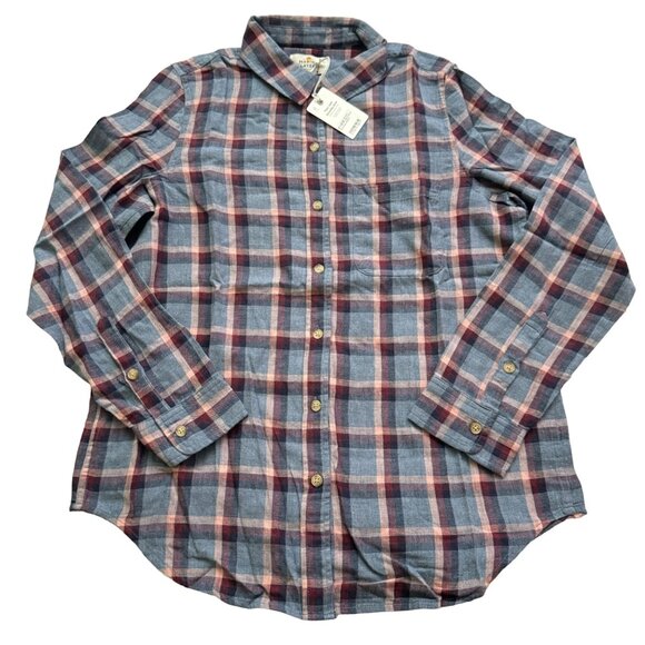 Marine Layer meadow shirts button down size medium plaid wrap back Collared new - Picture 3 of 13